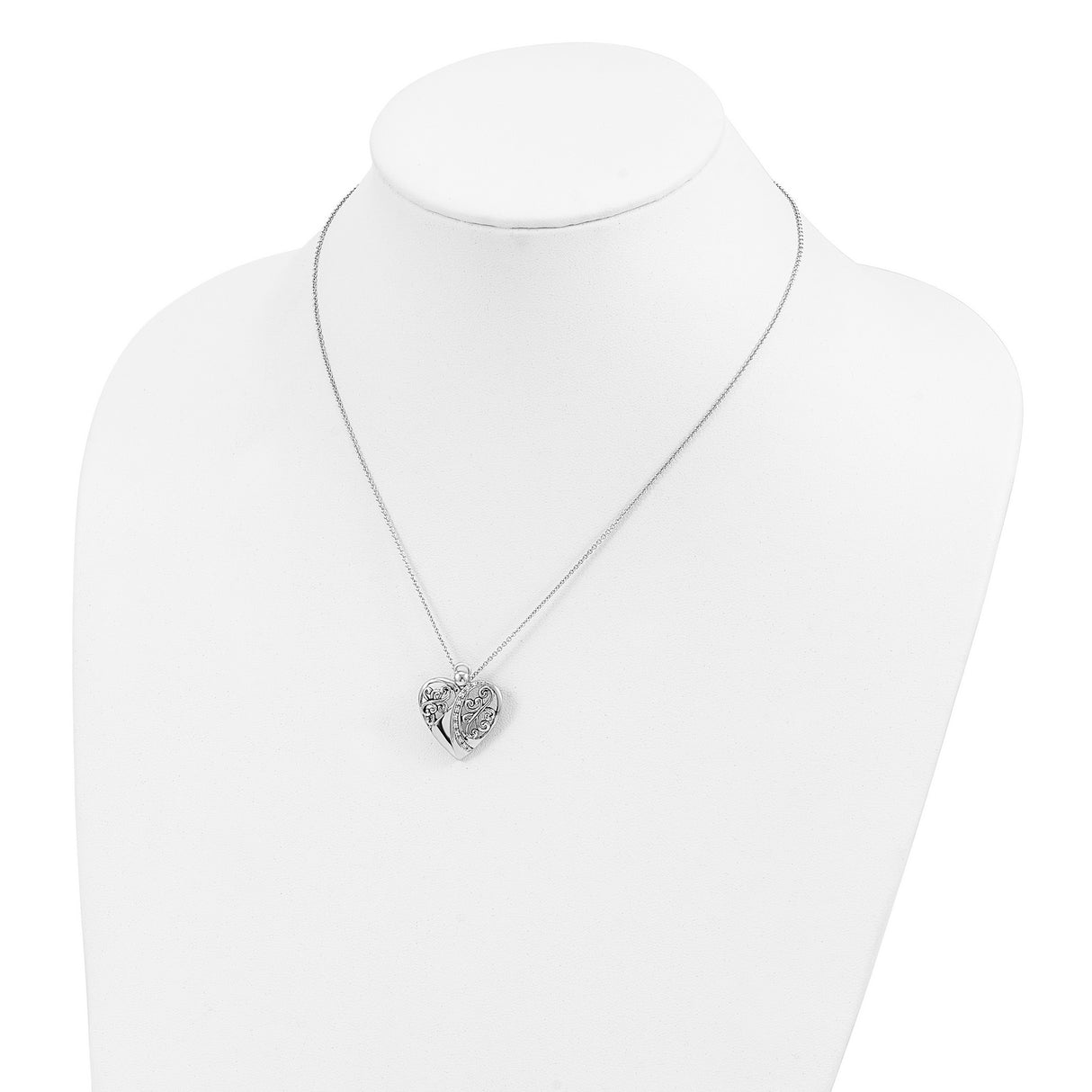 CZ Antiqued 18in Angel of Love Necklace Charm Pendant in Real 925 Sterling Silver