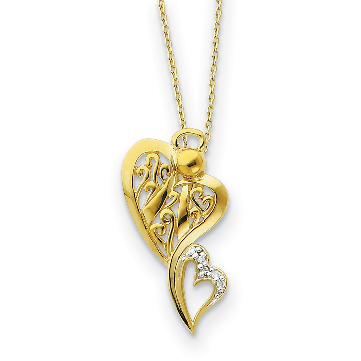 and CZ Angel of Protection 18in Necklace Charm Pendant in Real 925 Sterling Silver
