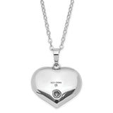 Antiqued CZ Heart Remembrance Ash Holder 18 Inch Necklace Charm Pendant in Real 925 Sterling Silver
