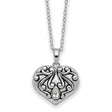Antiqued CZ Heart Remembrance Ash Holder 18 Inch Necklace Charm Pendant in Real 925 Sterling Silver