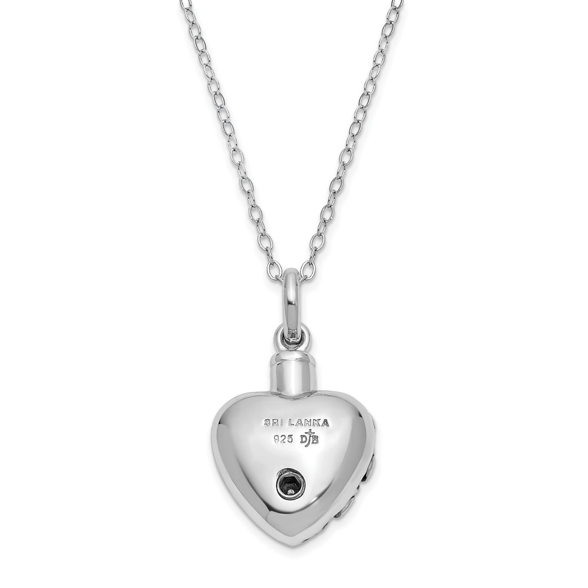 Antiqued Heart Remembrance Ash Holder 18 Inch Necklace Charm Pendant in Real 925 Sterling Silver