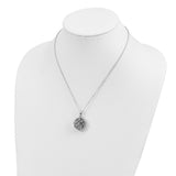Antiqued Circle Remembrance Ash Holder 18 Inch Necklace Charm Pendant in Real 925 Sterling Silver