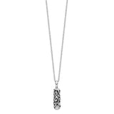 Antiqued Cylinder Remembrance Ash Holder 18 Inch Necklace Charm Pendant in Real 925 Sterling Silver