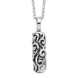 Antiqued Cylinder Remembrance Ash Holder 18 Inch Necklace Charm Pendant in Real 925 Sterling Silver