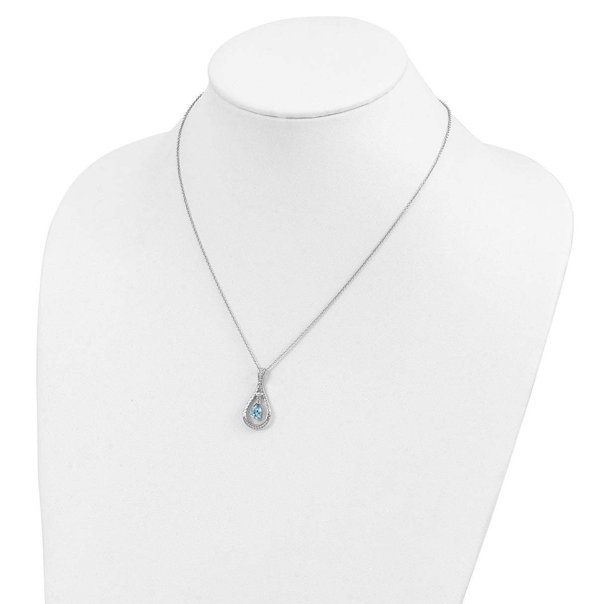 Mar. CZ Stone Never Forget Tear 18in Birthstone Necklace Charm Pendant in Real 925 Sterling Silver