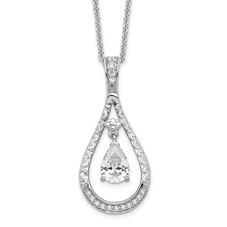 April CZ Stone Never Forget Tear 18in Birthstone Necklace Charm Pendant in Real 925 Sterling Silver