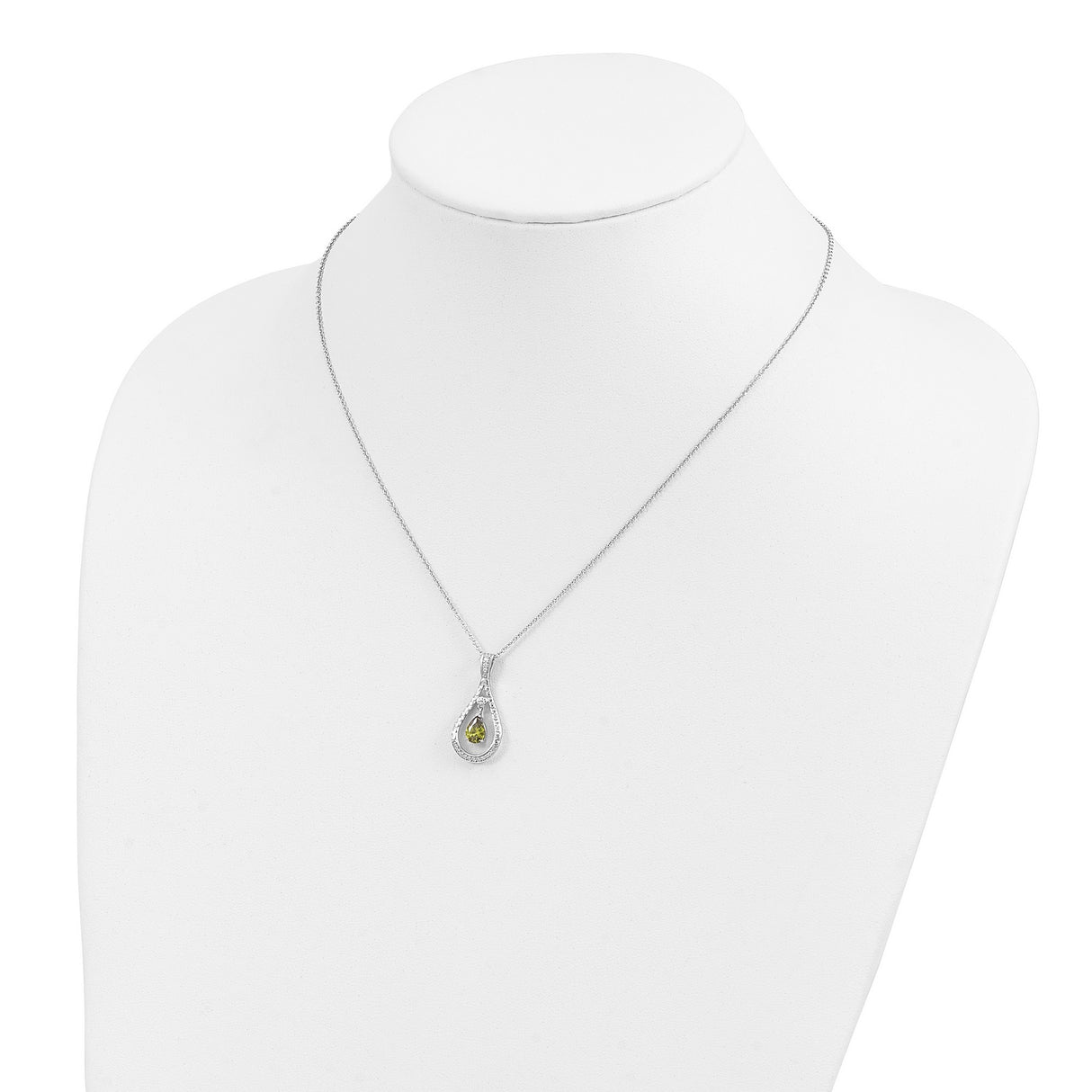 Aug. CZ Stone Never Forget Tear 18in Birthstone Necklace Charm Pendant in Real 925 Sterling Silver