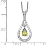 Aug. CZ Stone Never Forget Tear 18in Birthstone Necklace Charm Pendant in Real 925 Sterling Silver