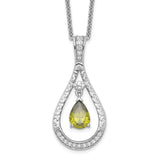 Aug. CZ Stone Never Forget Tear 18in Birthstone Necklace Charm Pendant in Real 925 Sterling Silver