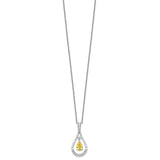 Nov. CZ Stone Never Forget Tear 18 Inch Birthstone Necklace Charm Pendant in Real 925 Sterling Silver