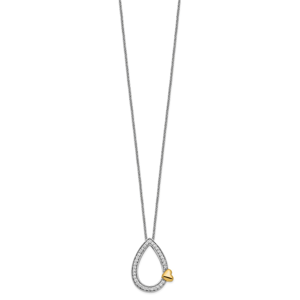 CZ A Tear of Love 18in Necklace Charm Pendant in Real 925 Sterling Silver