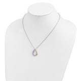 CZ A Tear of Love 18in Necklace Charm Pendant in Real 925 Sterling Silver