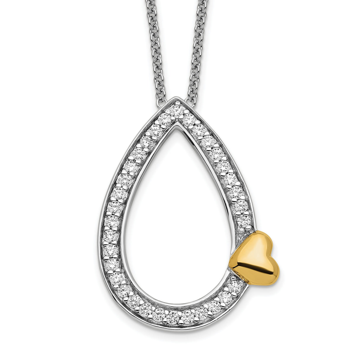 CZ A Tear of Love 18in Necklace Charm Pendant in Real 925 Sterling Silver
