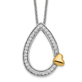 CZ A Tear of Love 18in Necklace Charm Pendant in Real 925 Sterling Silver