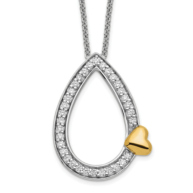 CZ A Tear of Love 18in Necklace Charm Pendant in Real 925 Sterling Silver