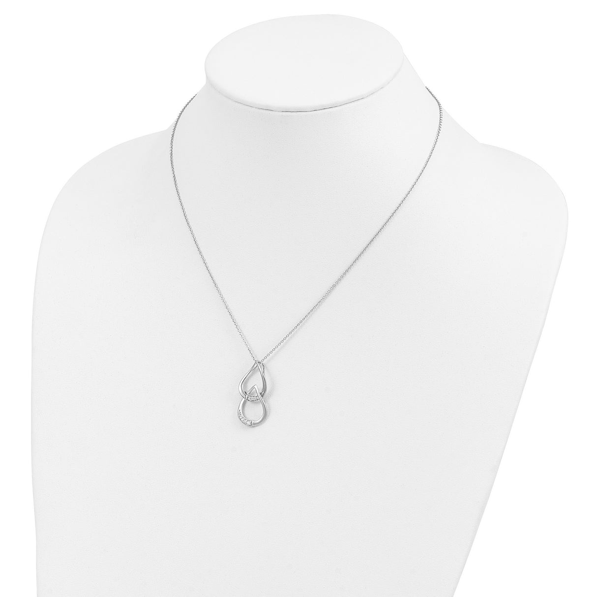 CZ Tears to Share 18in Necklace Charm Pendant in Real 925 Sterling Silver