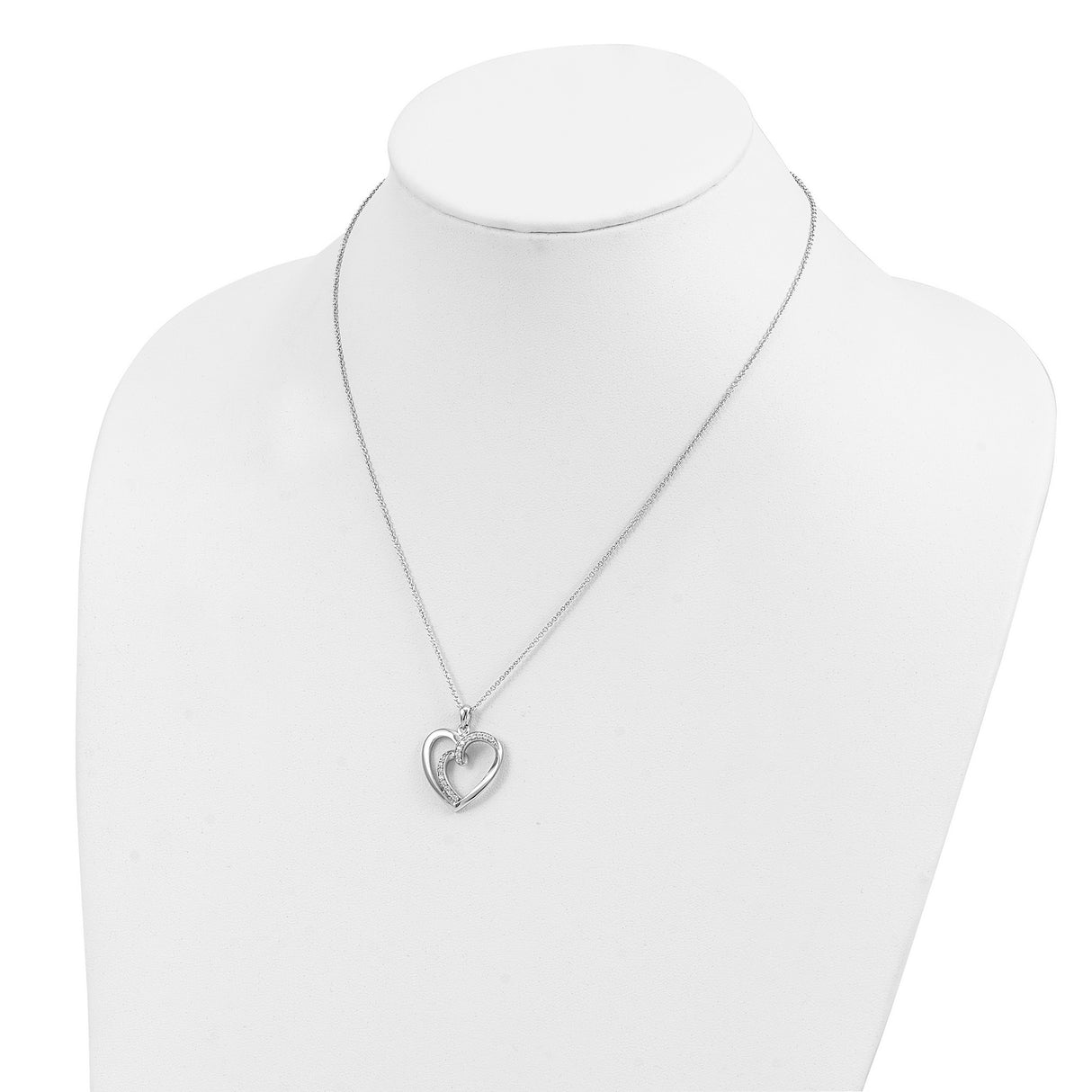 CZ Two Souls Lived As One 18in Heart Necklace Charm Pendant in Real 925 Sterling Silver
