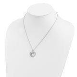 CZ Two Souls Lived As One 18in Heart Necklace Charm Pendant in Real 925 Sterling Silver