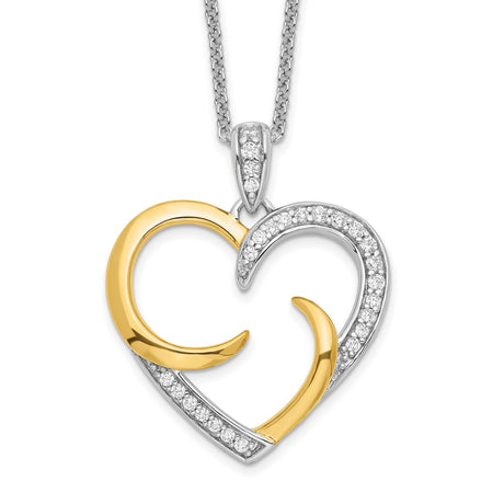 The Arms of Love 18in Heart Necklace Charm Pendant in Real 925 Sterling Silver