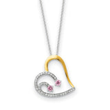 and CZ Forever By Your Side 18in Necklace Charm Pendant in Real 925 Sterling Silver