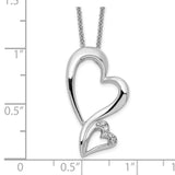 CZ Protected Heart 18in Necklace Charm Pendant in Real 925 Sterling Silver