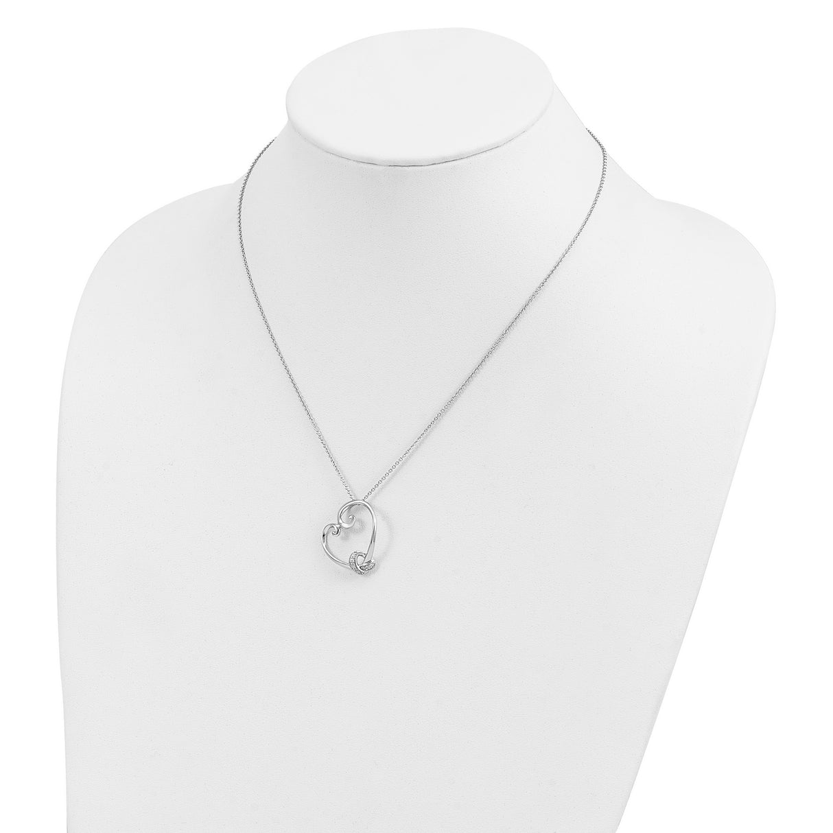 CZ Love knots 18in Heart Necklace Charm Pendant in Real 925 Sterling Silver
