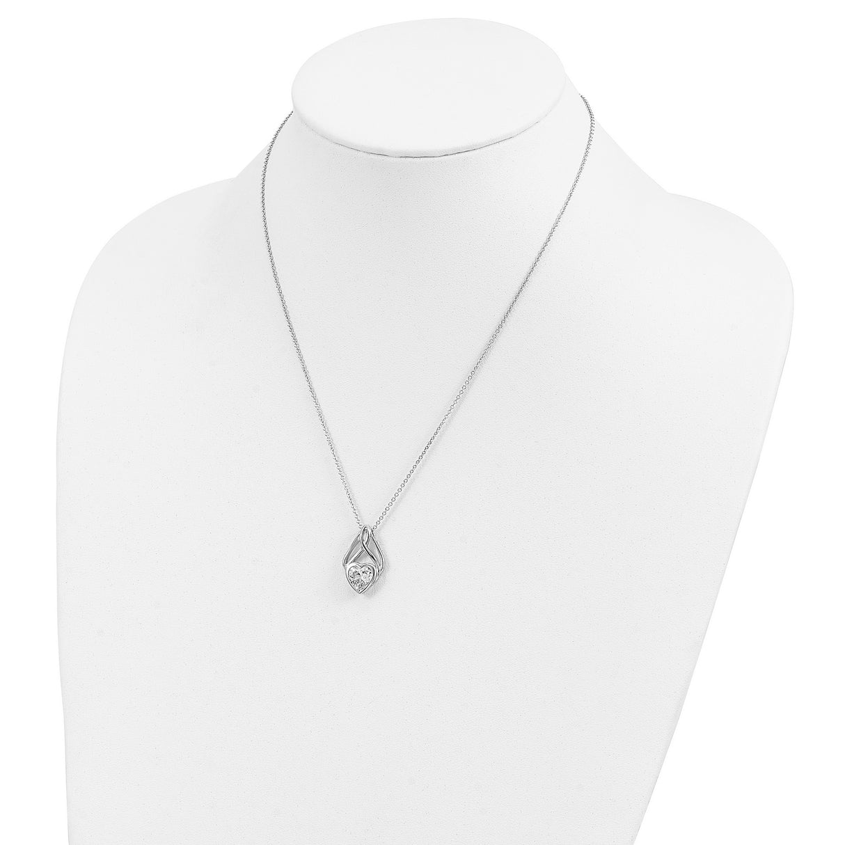 CZ Wrapped Around My Heart 18in Necklace Charm Pendant in Real 925 Sterling Silver