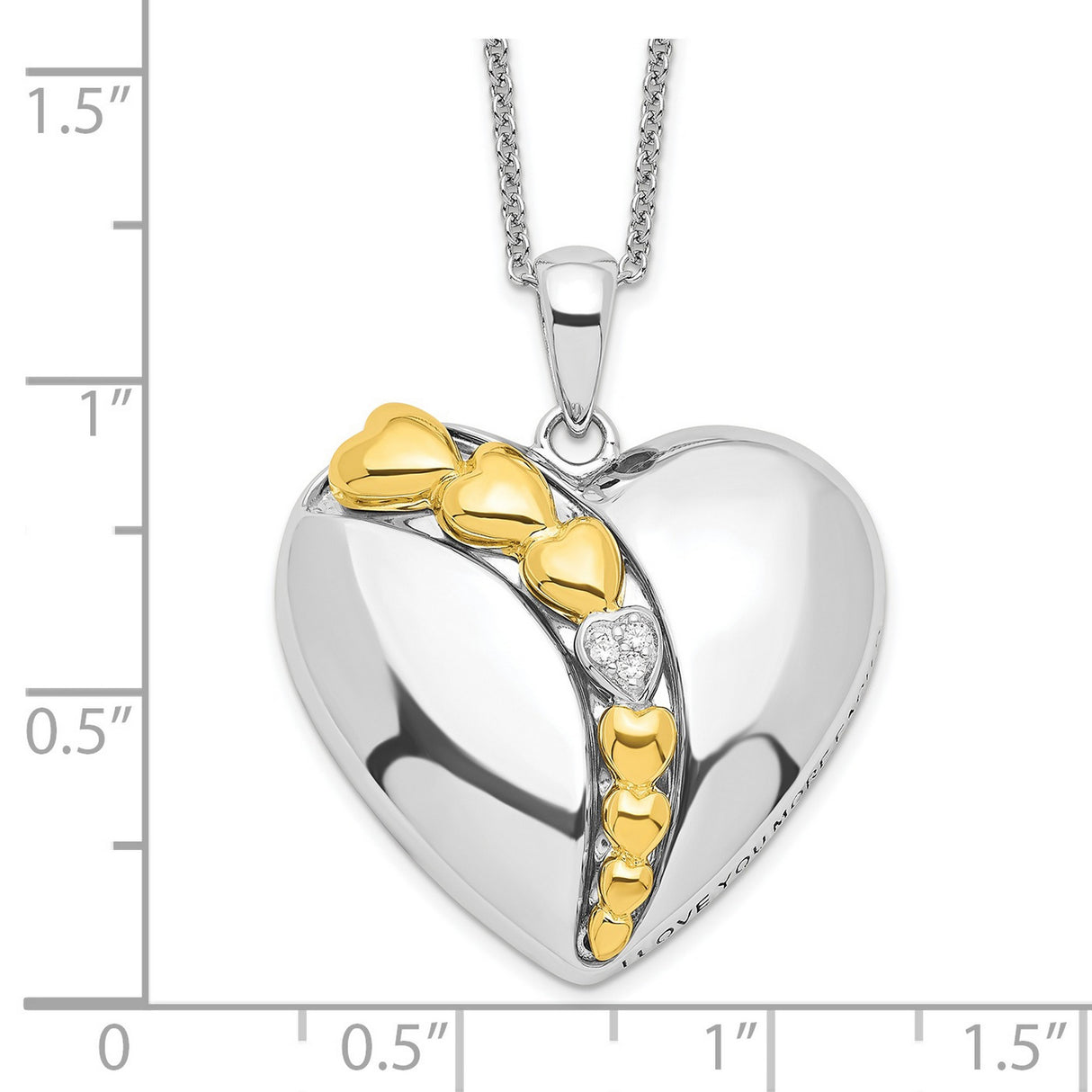 I Love You More Each Day Heart 18 inch Necklace with Poem Card Charm Pendant in Real 925 Sterling Silver