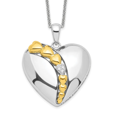 I Love You More Each Day Heart 18 inch Necklace with Poem Card Charm Pendant in Real 925 Sterling Silver