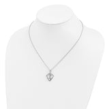 Antiqued Two Hearts One Love 18in Heart Necklace Charm Pendant in Real 925 Sterling Silver