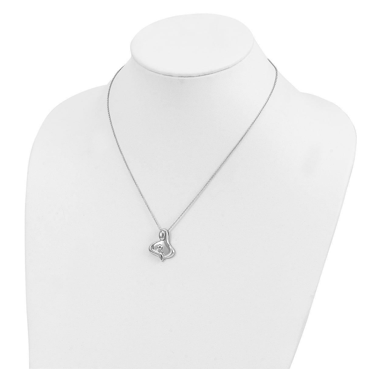 Polished Maternal Bond 18in Necklace Charm Pendant in Real 925 Sterling Silver