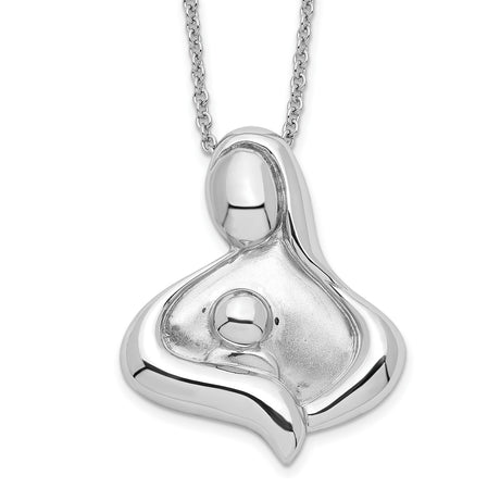 Polished Maternal Bond 18in Necklace Charm Pendant in Real 925 Sterling Silver