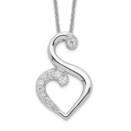 CZ Journey of Friendship 18in Necklace Charm Pendant in Real 925 Sterling Silver