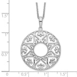 Polished Family Heart Strings 18in Necklace Charm Pendant in Real 925 Sterling Silver