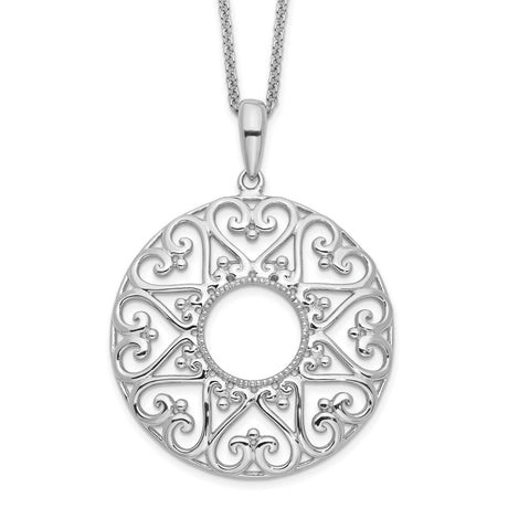 Polished Family Heart Strings 18in Necklace Charm Pendant in Real 925 Sterling Silver