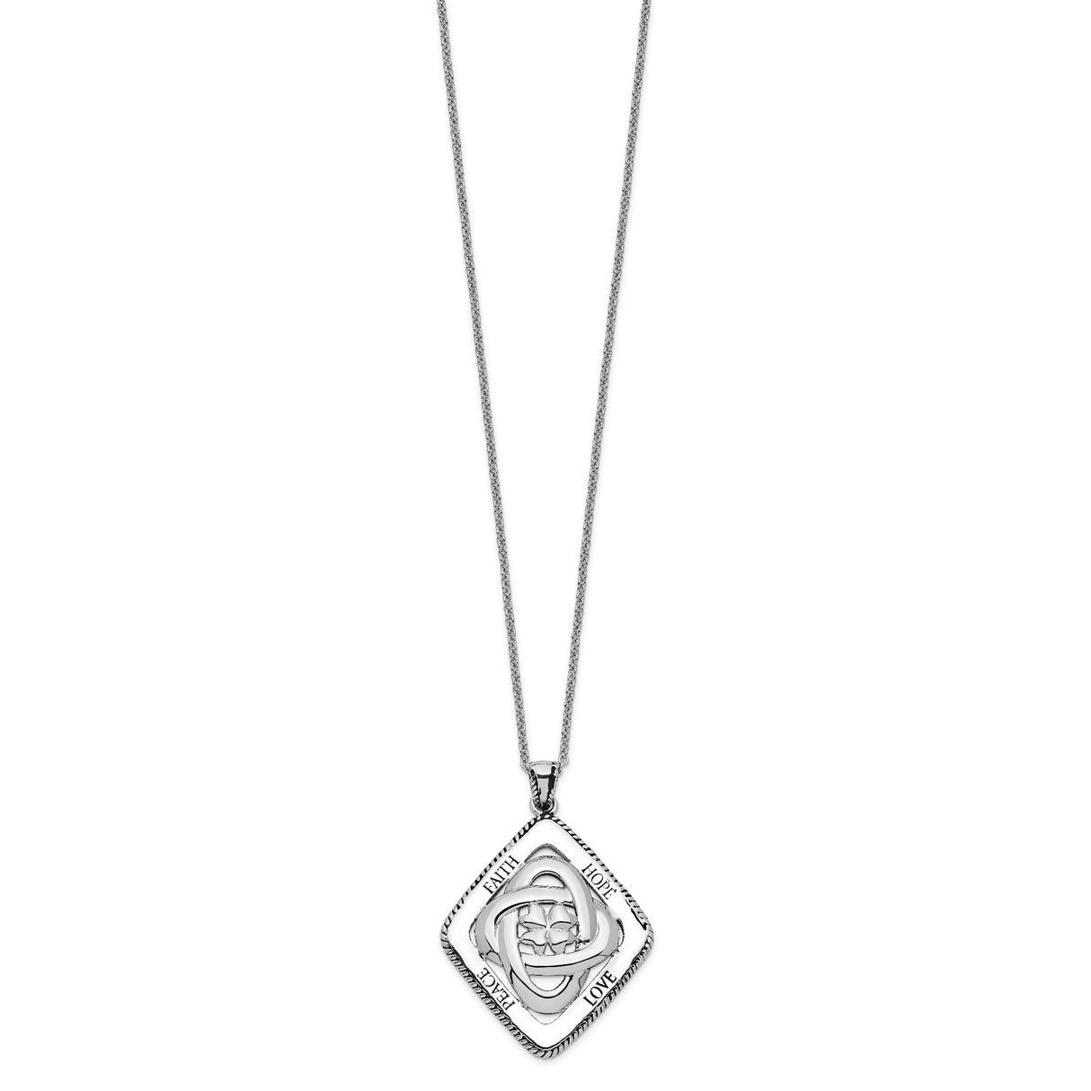 Antiqued Family Blessings 18in Necklace Charm Pendant in Real 925 Sterling Silver
