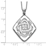 Antiqued Family Blessings 18in Necklace Charm Pendant in Real 925 Sterling Silver