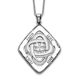 Antiqued Family Blessings 18in Necklace Charm Pendant in Real 925 Sterling Silver