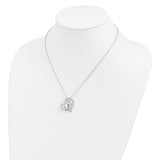CZ In My Heart Double Hear 18 inch Necklace with Poem Card Charm Pendant in Real 925 Sterling Silver