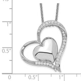 CZ In My Heart Double Hear 18 inch Necklace with Poem Card Charm Pendant in Real 925 Sterling Silver