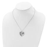 Antiqued Bless Your Heart 18in Necklace Charm Pendant in Real 925 Sterling Silver