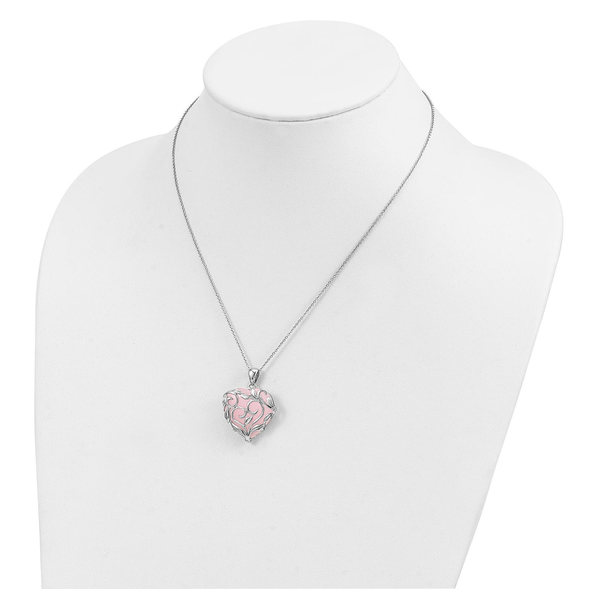 Rose Quartz Generous Heart 18 inch Necklace with Poem Card Charm Pendant in Real 925 Sterling Silver