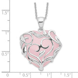 Rose Quartz Generous Heart 18 inch Necklace with Poem Card Charm Pendant in Real 925 Sterling Silver