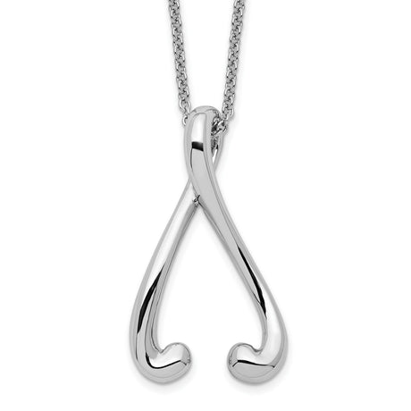 Polished I Wish You the Best 18in Necklace Charm Pendant in Real 925 Sterling Silver