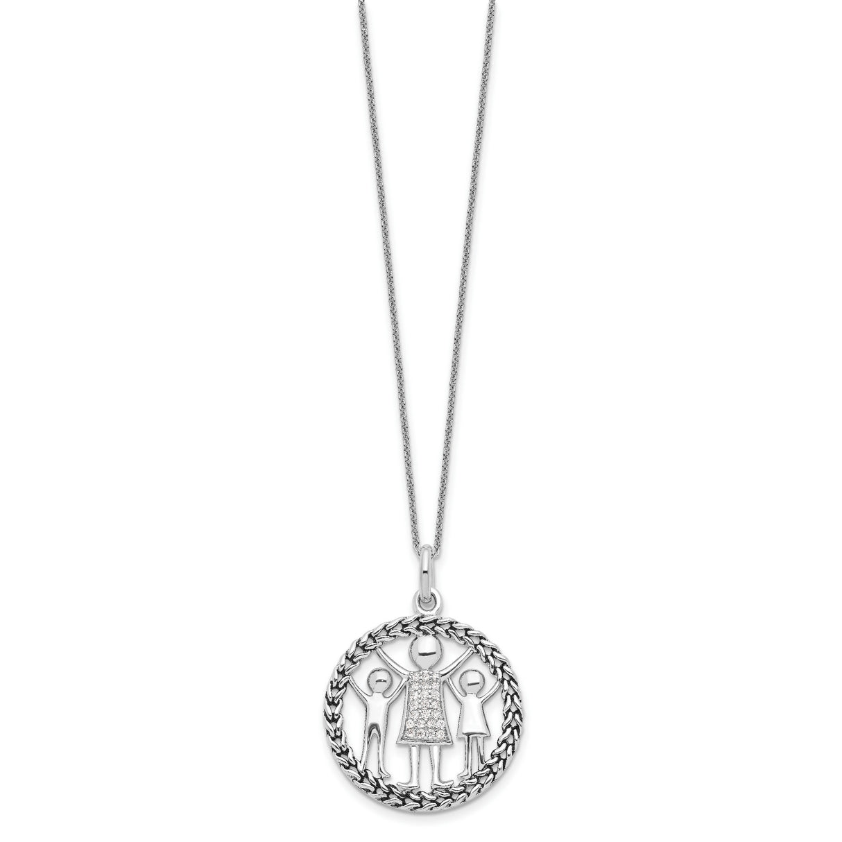Antiqued Knitted Together By Love 18in Necklace Charm Pendant in Real 925 Sterling Silver