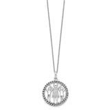 Antiqued Knitted Together By Love 18in Necklace Charm Pendant in Real 925 Sterling Silver