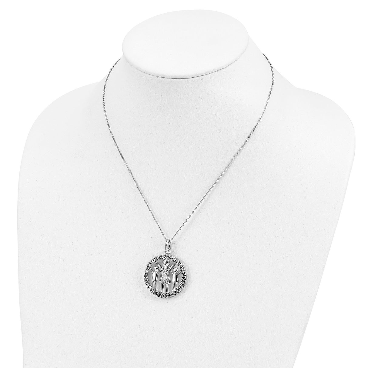 Antiqued Knitted Together By Love 18in Necklace Charm Pendant in Real 925 Sterling Silver