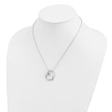 Antiqued CZ Love You Mom 18in Necklace Charm Pendant in Real 925 Sterling Silver