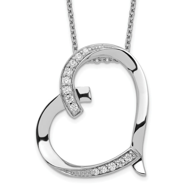 Antiqued CZ Love You Mom 18in Necklace Charm Pendant in Real 925 Sterling Silver