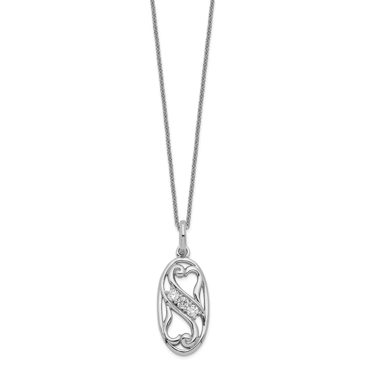 CZ Best Friends Forever 18in Necklace Charm Pendant in Real 925 Sterling Silver